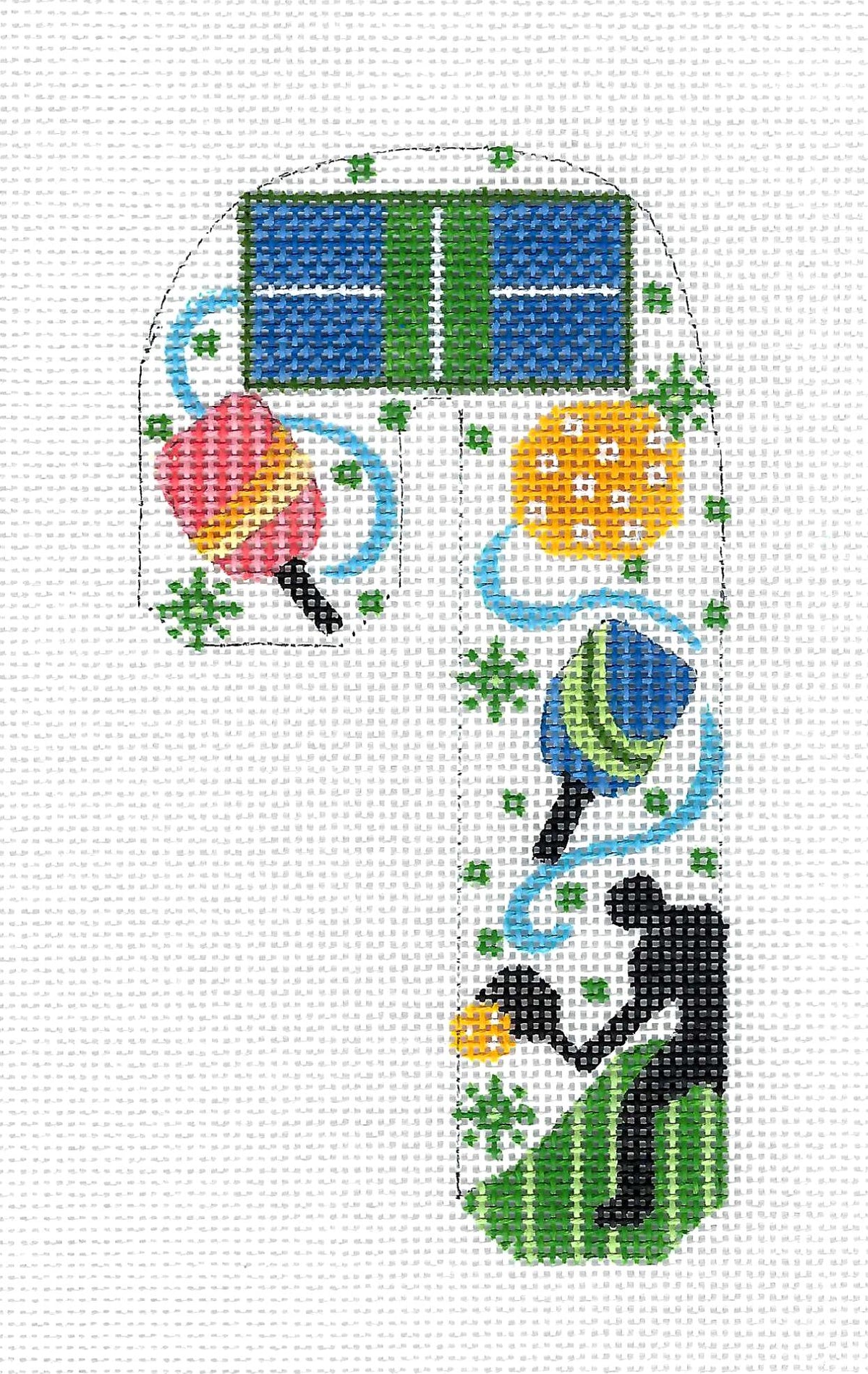 Candy Cane ~ Pickleball Medium Candy Cane Sports handpainted 18 Mesh Needlepoint Canvas CH Designs Danji