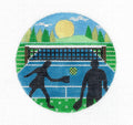 Dramatic Sports ~ PICKLEBALL ~ handpainted 4" Rd. 18 Mesh Needlepoint Canvas by CH Designs from Danji