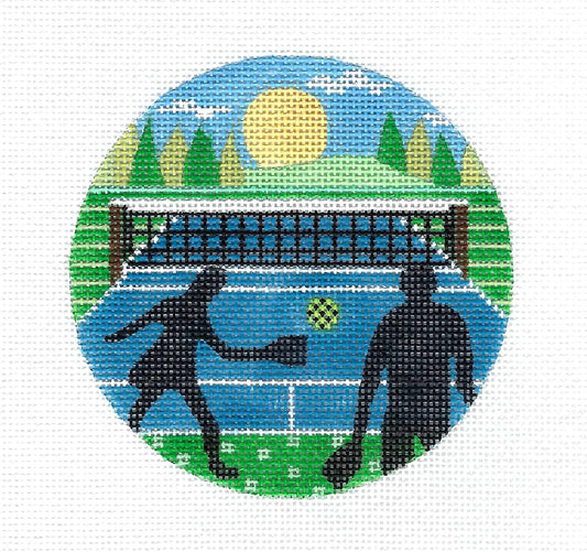 Dramatic Sports ~ PICKLEBALL ~ handpainted 4" Rd. 18 Mesh Needlepoint Canvas by CH Designs from Danji