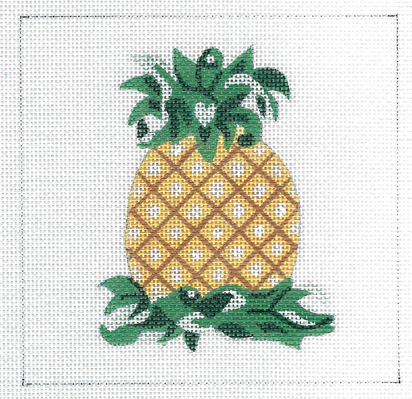 TROPICAL PINEAPPLE ~ 5" Square 18 mesh handpainted Needlepoint Canvas Ornament from CBK