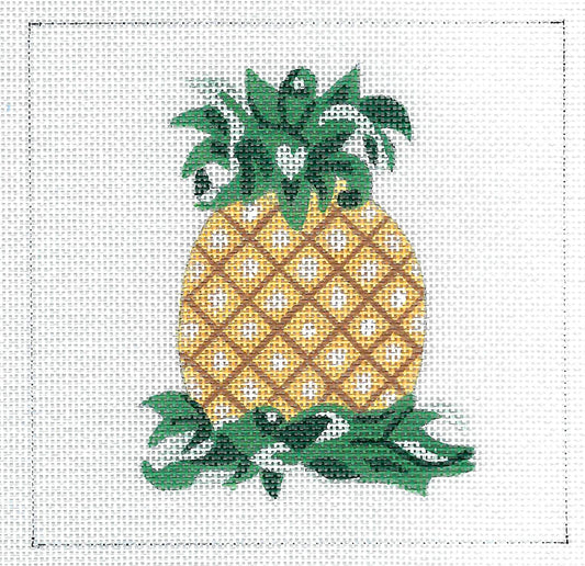TROPICAL PINEAPPLE ~ 5" Square 18 mesh handpainted Needlepoint Canvas Ornament from CBK