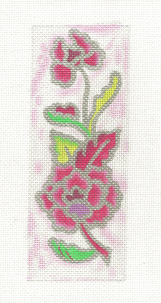 Glasses Case ~ Pink Floral Glasses Case with metallic Silver Handpainted Needlepoint Canvas by JulieMar