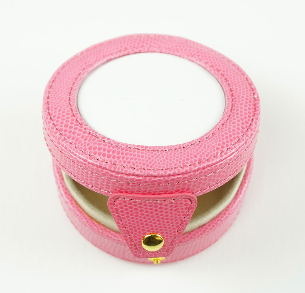 Accessory ~ Bright Pink Textured Leather Gift Box Snap Case for a handpainted Needlepoint Canvas by LEE