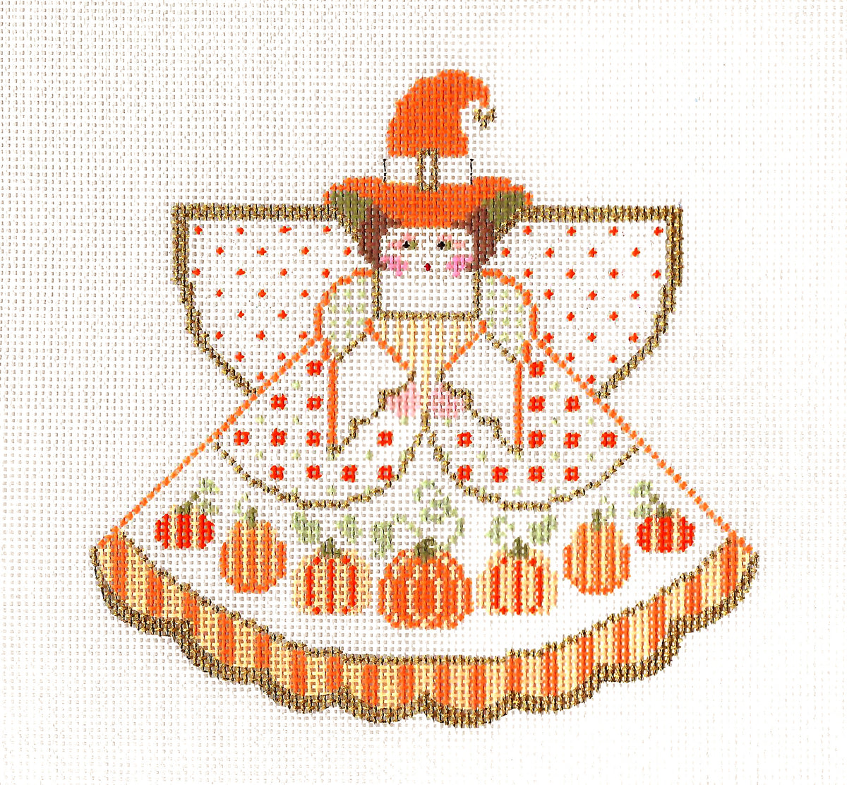 Angel ~ Pumpkin Patch Angel & Charms handpainted 18 Mesh Needlepoint Canvas by Painted Pony