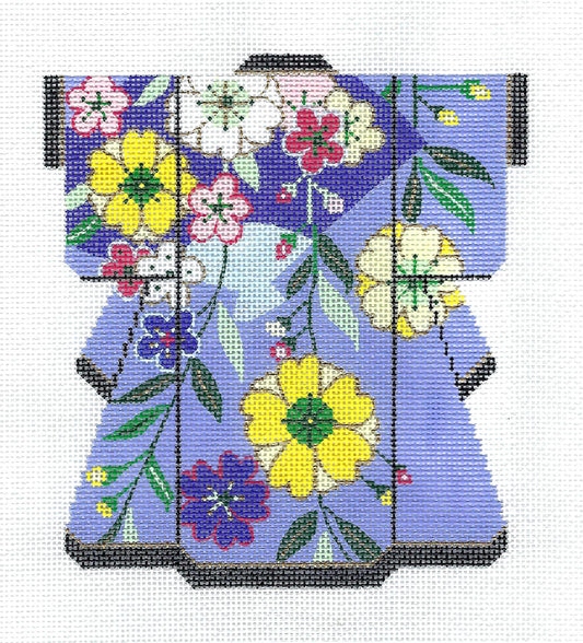 Kimono ~ Oriental Lavender Purple Floral Medium Kimono on 18 Mesh handpainted Needlepoint Canvas LEE
