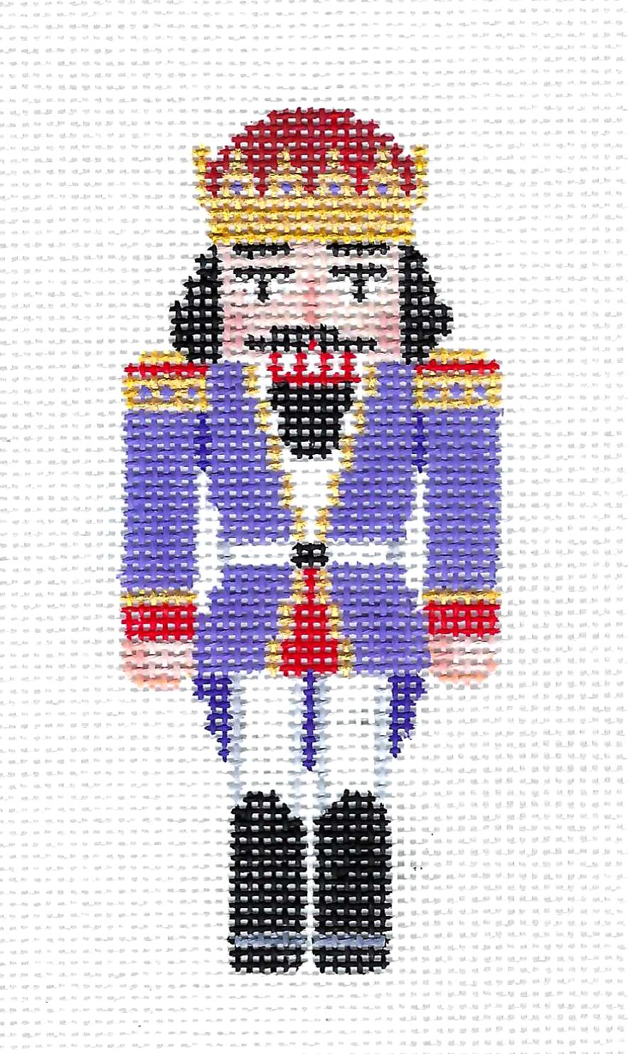 Nutcracker ~ Purple Nutcracker King Mini 4" Tall Ornament handpainted Needlepoint Canvas by Susan Roberts