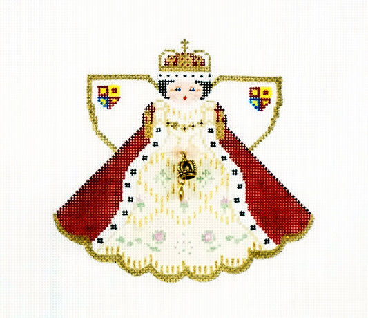 Angel ~ Queen Elizabeth 2nd England Angel with Charm handpainted 18 mesh Needlepoint Canvas by Painted Pony