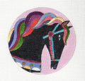 Beautiful Rainbow Horse 4.5" Rd. 18 mesh handpainted Needlepoint Ornament Canvas by M. Mikecz from PLD