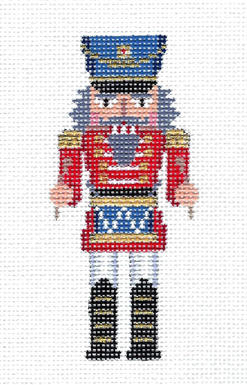 Nutcracker ~ Red Drummer Nutcracker Mini 4" Tall Ornament 18 Mesh handpainted Needlepoint Canvas by Susan Roberts