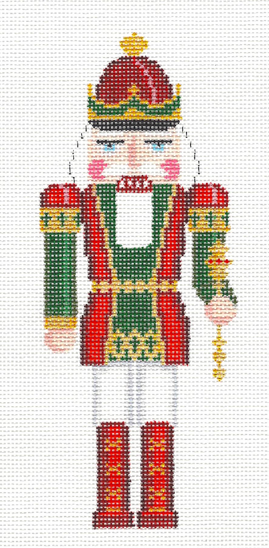 Canvas ~ Nutcracker King in Red, Green & Gold handpainted Needlepoint Canvas by Susan Roberts