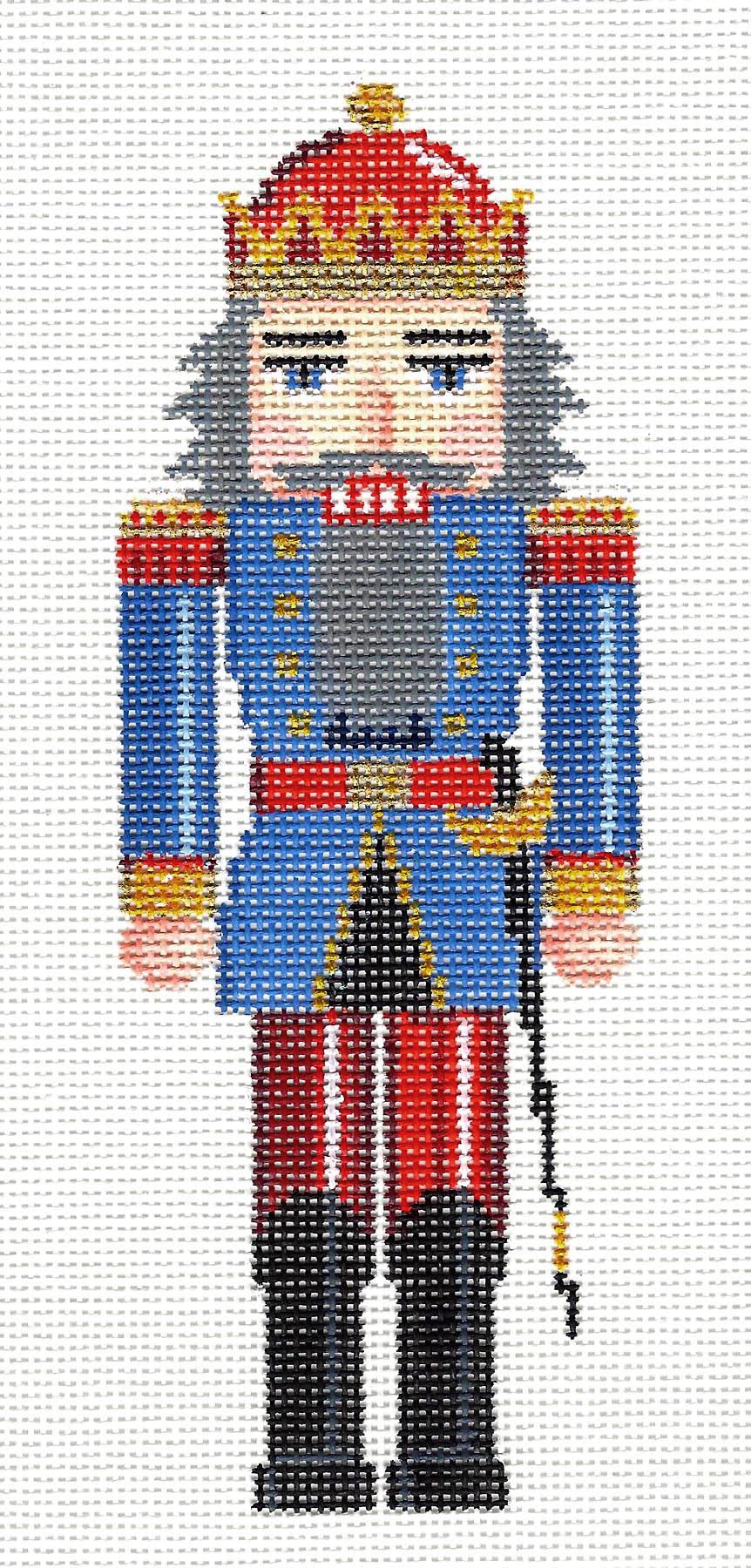 Nutcracker ~ King in Deep Blue Ornament handpainted Needlepoint Canvas by Susan Roberts