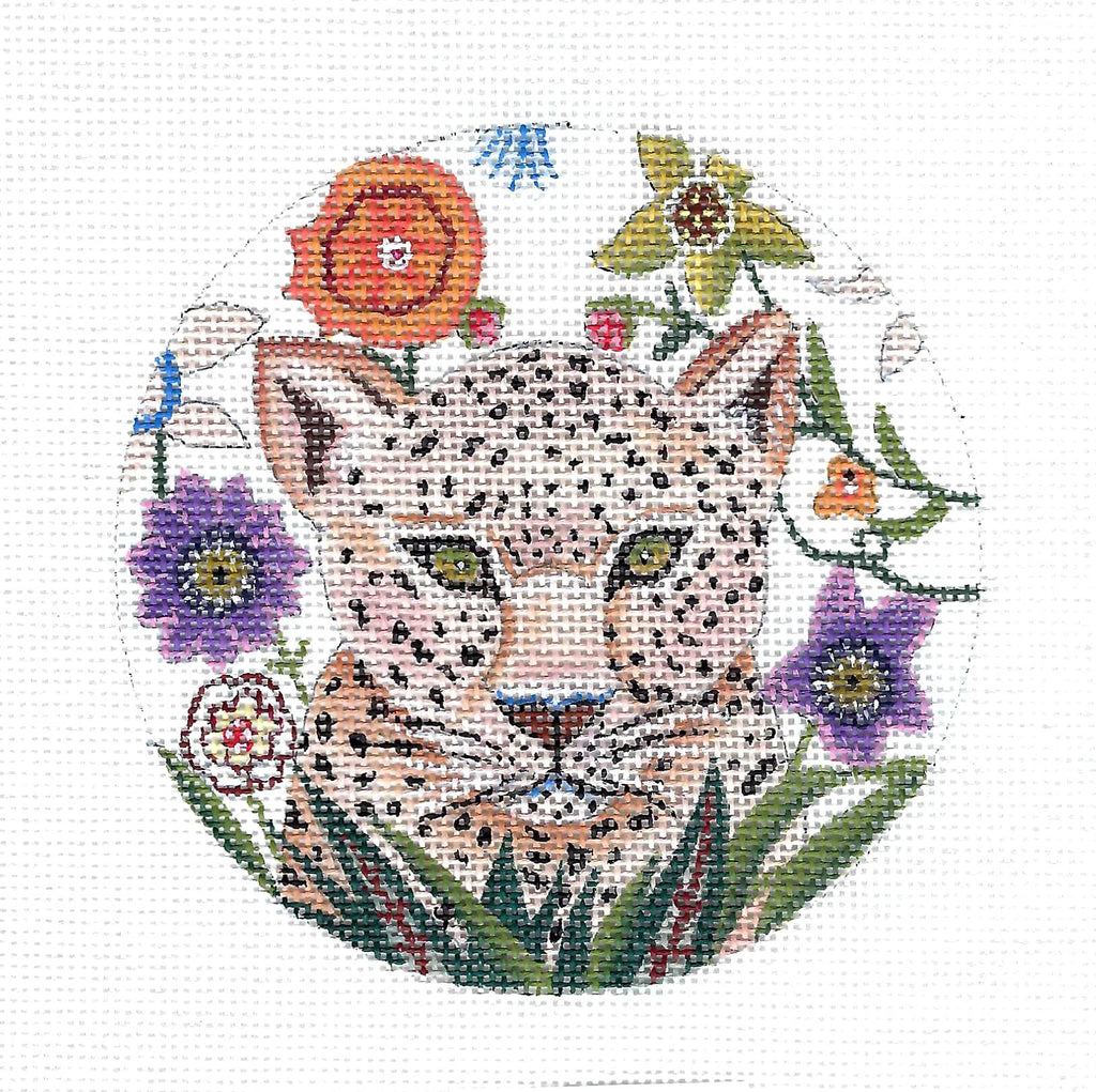 Cheetah in The Jungle 4.25" 18 mesh handpainted Needlepoint Canvas by