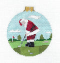 Christmas ~ Santa Golfing 3.5" Ornament handpainted 18 Mesh Needlepoint Canvas by Susan Roberts