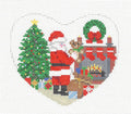 Christmas ~ Santa with Teddy Bear HEART Ornament handpainted Needlepoint Canvas from Susan Roberts