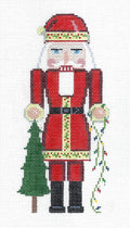 Santa ~ Nutcracker Santa with Christmas Tree & String of Lights Ornament 18 Mesh handpainted Needlepoint Canvas by Susan Roberts