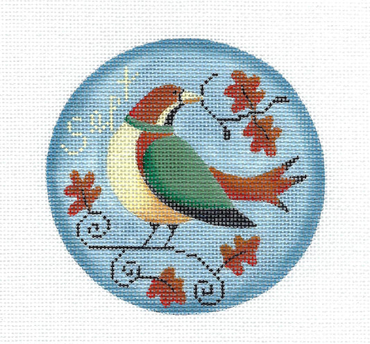 BIRD of the MONTH ~ SEPTEMBER ~ Bird & Oak Leaves handpainted Needlepoint Canvas by Rebecca Wood (Copy)
