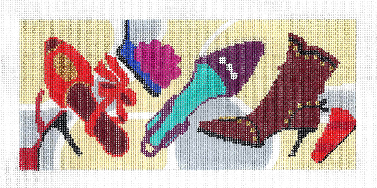 Insert Canvas ~ Shoes & More Shoes Design handpainted Needlepoint Canvas ~ BR Insert ~ 8.25" by 4" by LEE