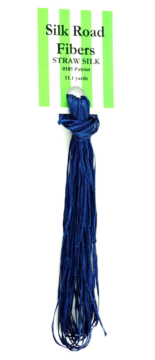 STRAW SILK ~ #0185 Patriot Deep Blue 11.1 Yard Skein of Stitching Fiber for Needlepoint by Silk Road