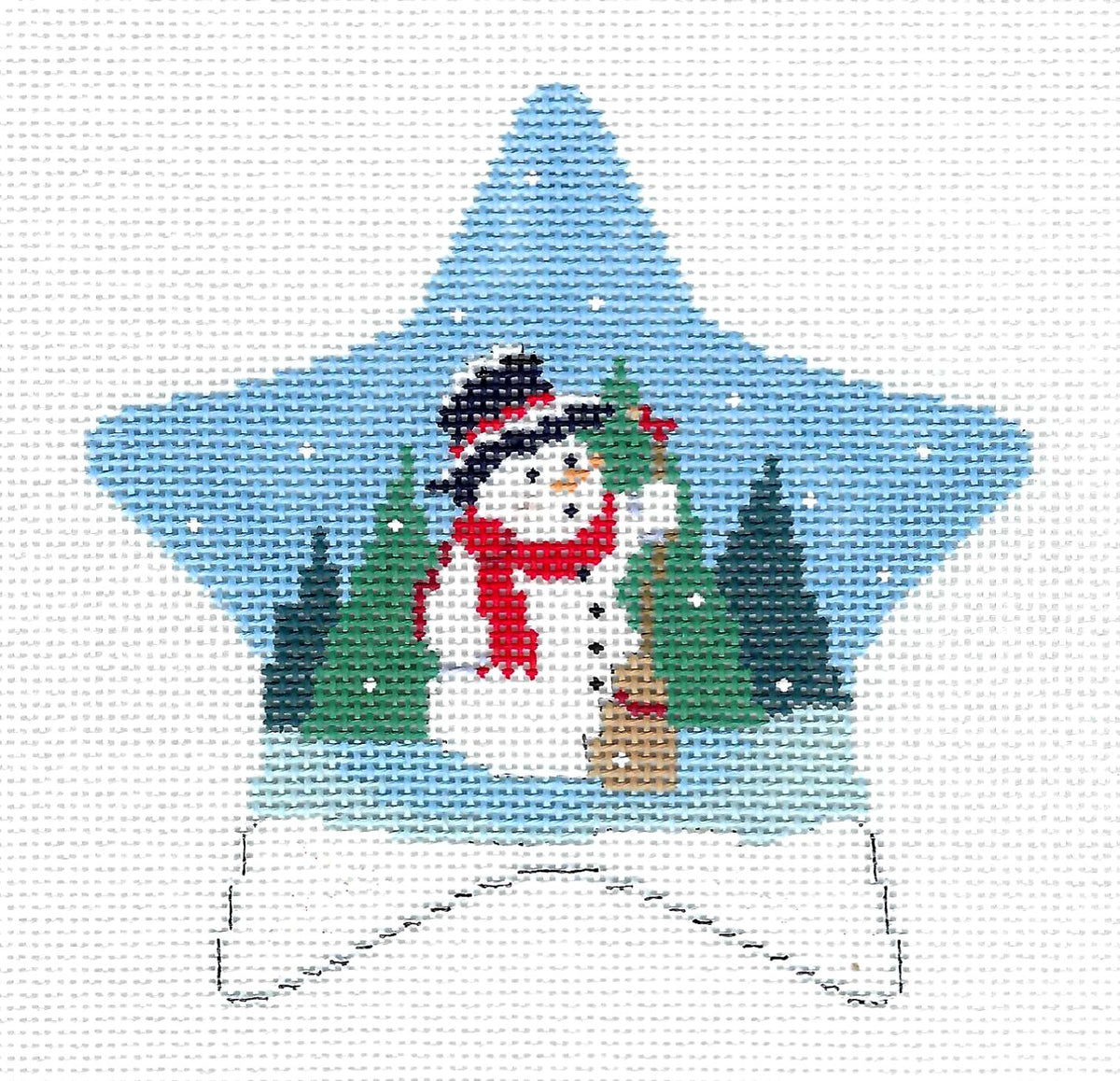Christmas ~ Snowman & Cardinal STAR Ornament 18 mesh handpainted Needlepoint  by Susan Roberts