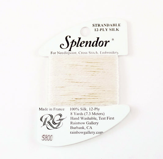 SPLENDOR SILK  #S800 "Soft White" Needlepoint Stitching Thread by Rainbow Gallery