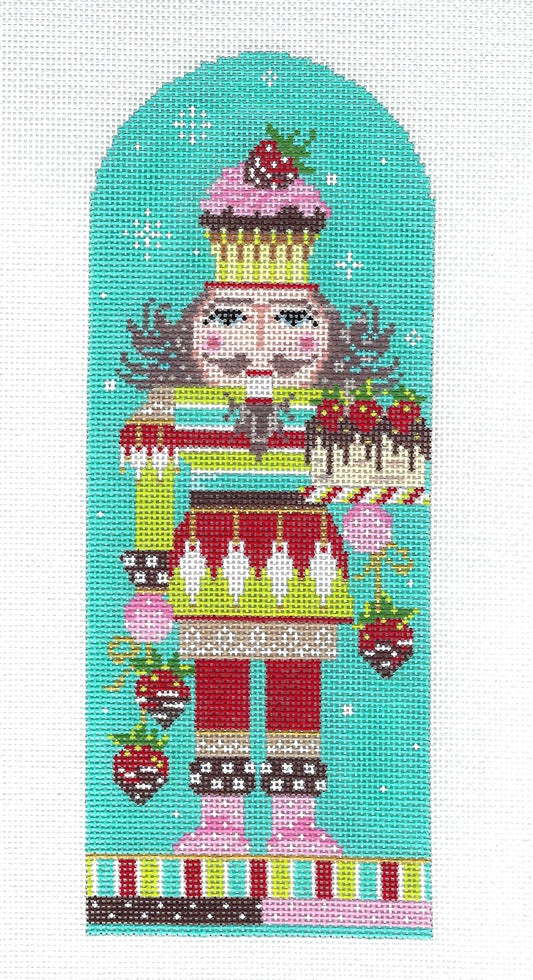 Kelly Clark Canvas ~ LG. "STRAWBERRY PRINCE" 9" Tall Nutcracker 18 mesh handpainted Needlepoint Ornament Canvas