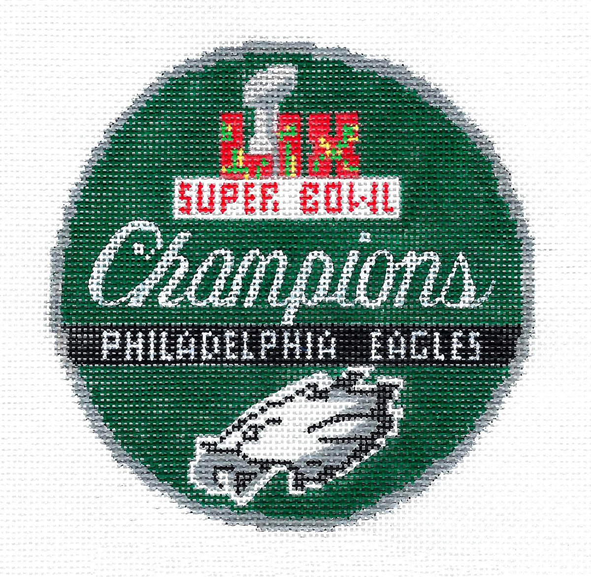Sports ~ PHILADELPHIA EAGLES ~  2025 SUPER BOWL CHAMPIONS ~ Football Sports Needlepoint Canvas by KYPOD