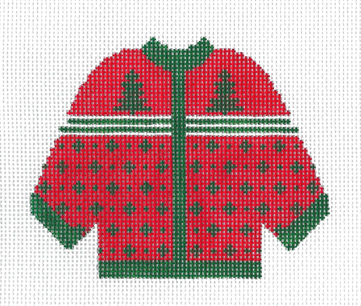 Sweater ~ CHRISTMAS KNITTED CARDIGAN SWEATER  with TREES on 13 Mesh handpainted Needlepoint Canvas  by Silver Needle
