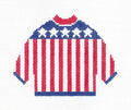 Sweater ~ Red, White & Blue Stars & Stripes KNITTED SWEATER 13 Mesh handpainted Needlepoint Canvas by Silver Needle