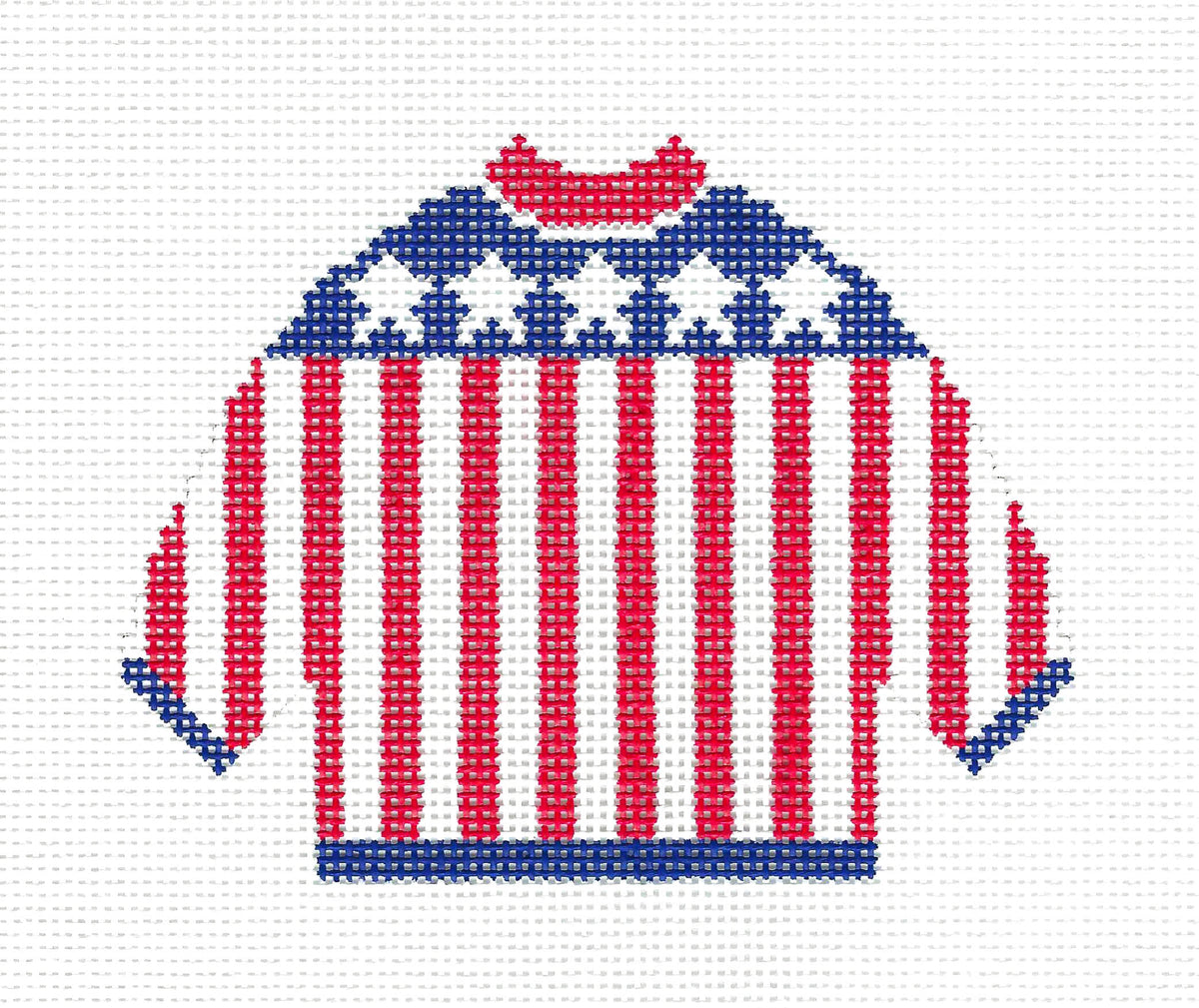 Sweater ~ Red, White & Blue Stars & Stripes KNITTED SWEATER 13 Mesh handpainted Needlepoint Canvas by Silver Needle