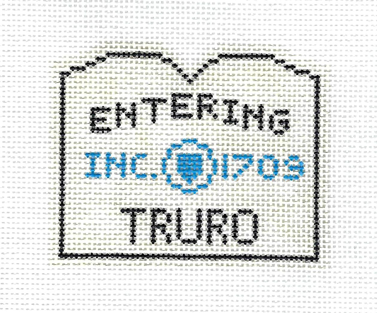 Travel Sign ~ TRURO, CAPE COD, MASS.  SIGN handpainted Needlepoint Canvas by Silver Needle
