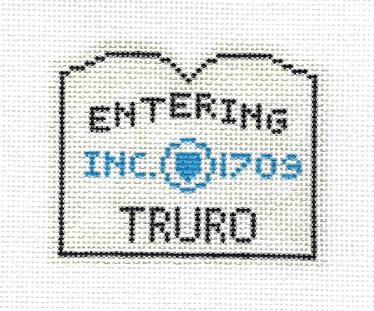 Travel Sign ~ TRURO, CAPE COD, MASS.  SIGN handpainted Needlepoint Canvas by Silver Needle