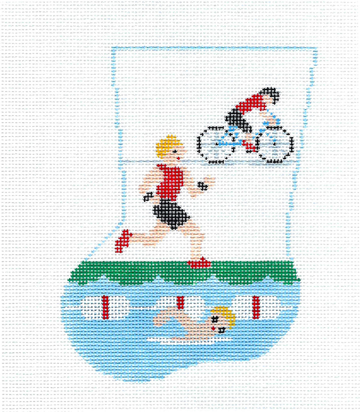 Mini Stocking ~ Triathlon Sports Mini Stocking Ornament 18 Mesh handpainted Needlepoint Canvas by Kathy Schenkel