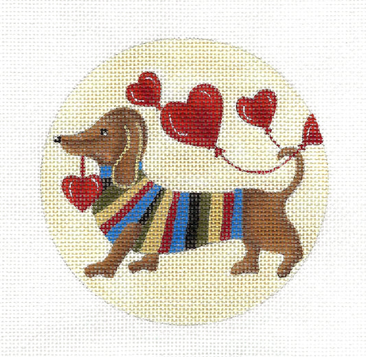 Dogs ~ Valentine "DOXON" Dachshund Needlepoint Canvas by D. Schwartz from Juliemar
