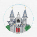 Travel Round ~ VILLANOVA UNIVERSITY in Pennsylvania 18 Mesh handpainted 4" Rd. Needlepoint Canvas by Kathy Schenkel