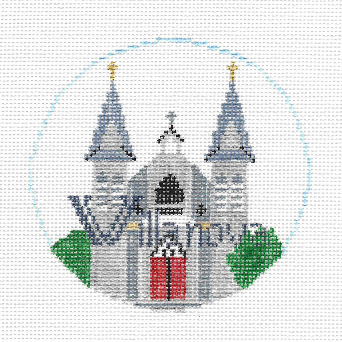 Travel Round ~ VILLANOVA UNIVERSITY in Pennsylvania 18 Mesh handpainted 4" Rd. Needlepoint Canvas by Kathy Schenkel