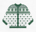 KNITTED CARDIGAN SWEATER with GREEN SNOWFLAKES  handpainted Needlepoint Canvas  by Silver Needle