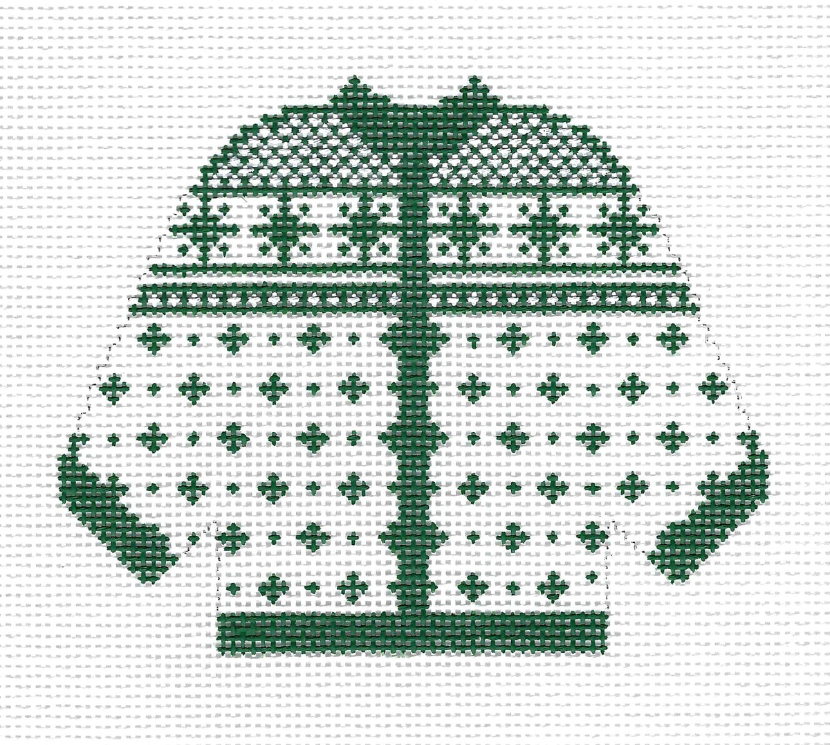 KNITTED CARDIGAN SWEATER with GREEN SNOWFLAKES  handpainted Needlepoint Canvas  by Silver Needle