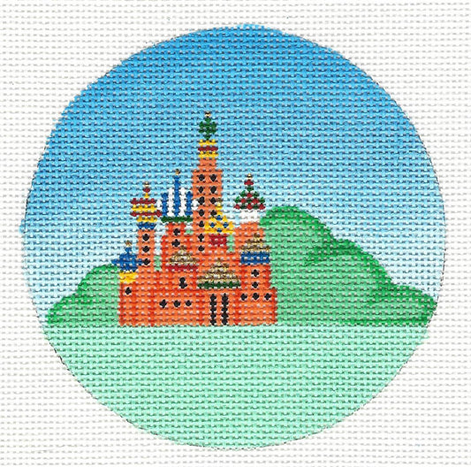Travel Round ~ St. Petersburg, Russia Destination 4" round handpainted Needlepoint Canvas by Painted Pony Designs