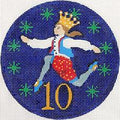 12 Days of Christmas 10 Lords Leaping & STITCH GUIDE handpainted on 18 mesh Needlepoint Ornament Canvas by JulieMar ~ PLD Designs