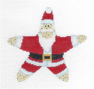 Starfish Santa Ornament handpainted Needlepoint Canvas by Edie & Ginger from CBK