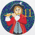 12 Days of Christmas 11 Pipers Piping on handpainted 18 Mesh Needlepoint Canvas by JulieMar ~ PLD Designs