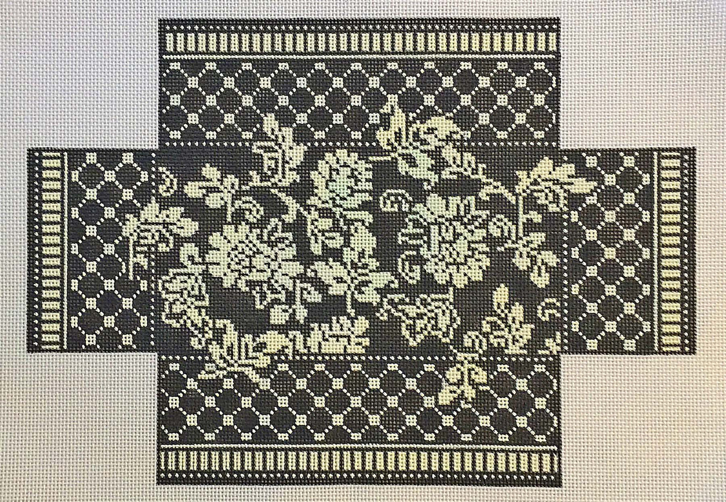 Brick Cover ~ Damask Doorstop 13M handpainted Needlepoint Canvas~by Whimsy and Grace