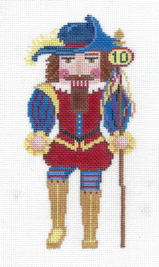 Nutcracker ~ ( 12 Days ) 10 Lords Leaping  Nutcracker handpainted Needlepoint Ornament by Susan Roberts