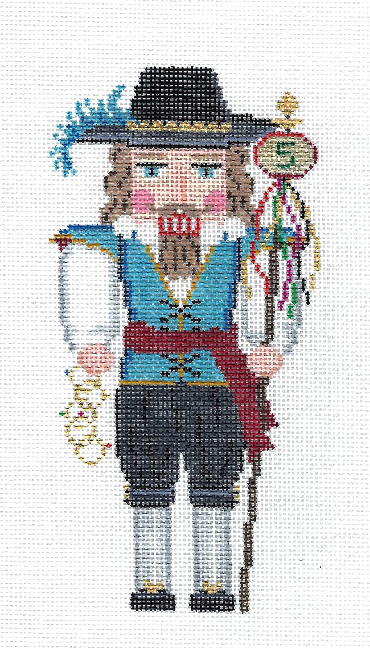 Nutcracker ~ ( 12 Days ) 5 Golden Rings Nutcracker handpainted Needlepoint Ornament by Susan Roberts
