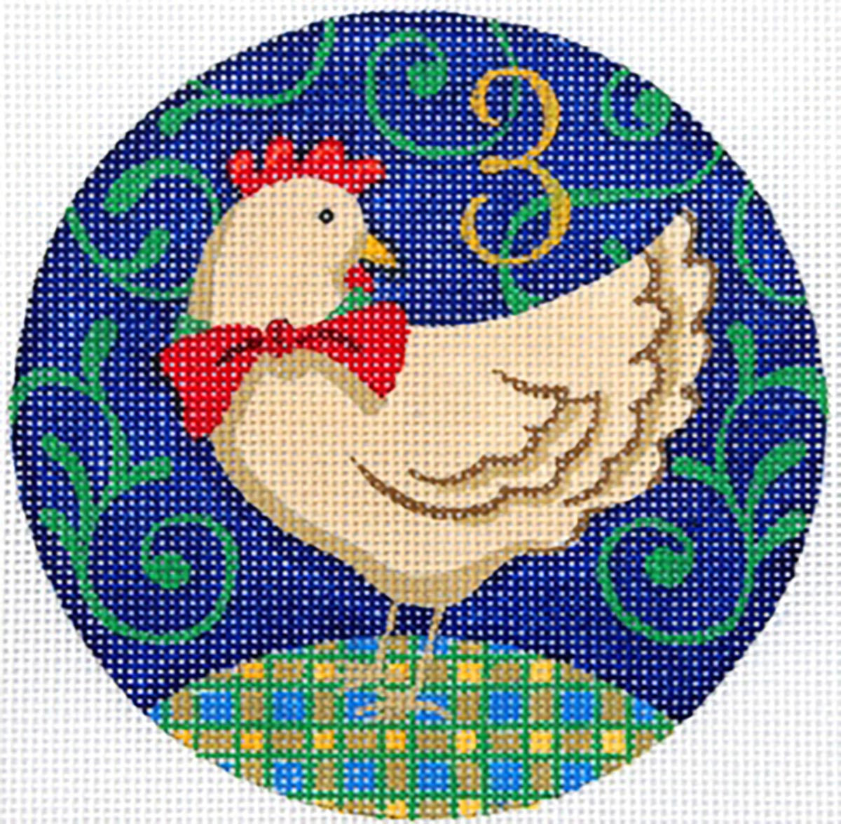 12 Days of Christmas 3 French Hens handpainted 18 mesh Needlepoint Ornament Canvas by Juliemar Designs