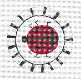 Ladybug with Border 18 mesh handpainted 3" Rd. Needlepoint Canvas Insert or Ornament by ZECCA