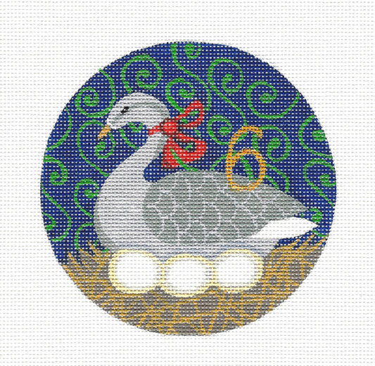 12 Days of Christmas 6 Geese a Laying on Hand Painted Needlepoint Canvas by JulieMar