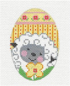Egg ~ Easter Egg Spring Lamb in Flowers EGG handpainted Needlepoint Canvas by CH Design - Danji