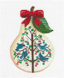 Pear ~ 12 Days of Christmas PEAR ~ 4 Calling Birds ~ HP Needlepoint Canvas by Painted Pony