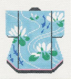 Kimono~Koi Pond & Lily Petite Japanese Kimono handpainted Needlepoint Canvas by LEE
